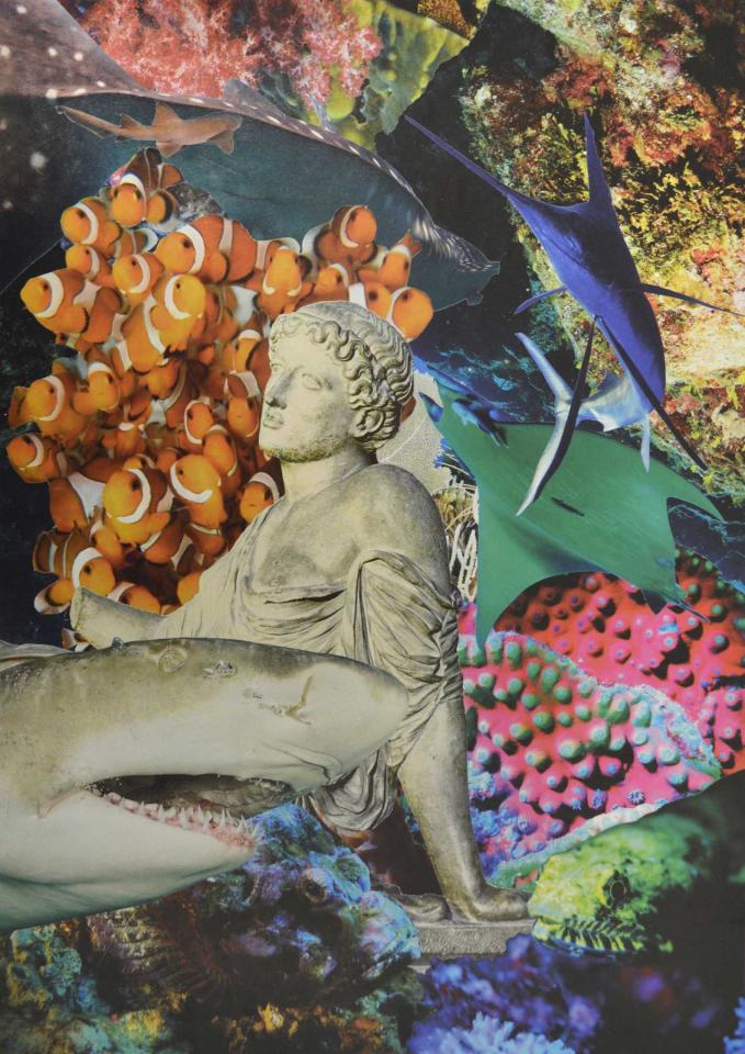 Tête aux clowns, 2017. Collage, 42 x 29,7 cm