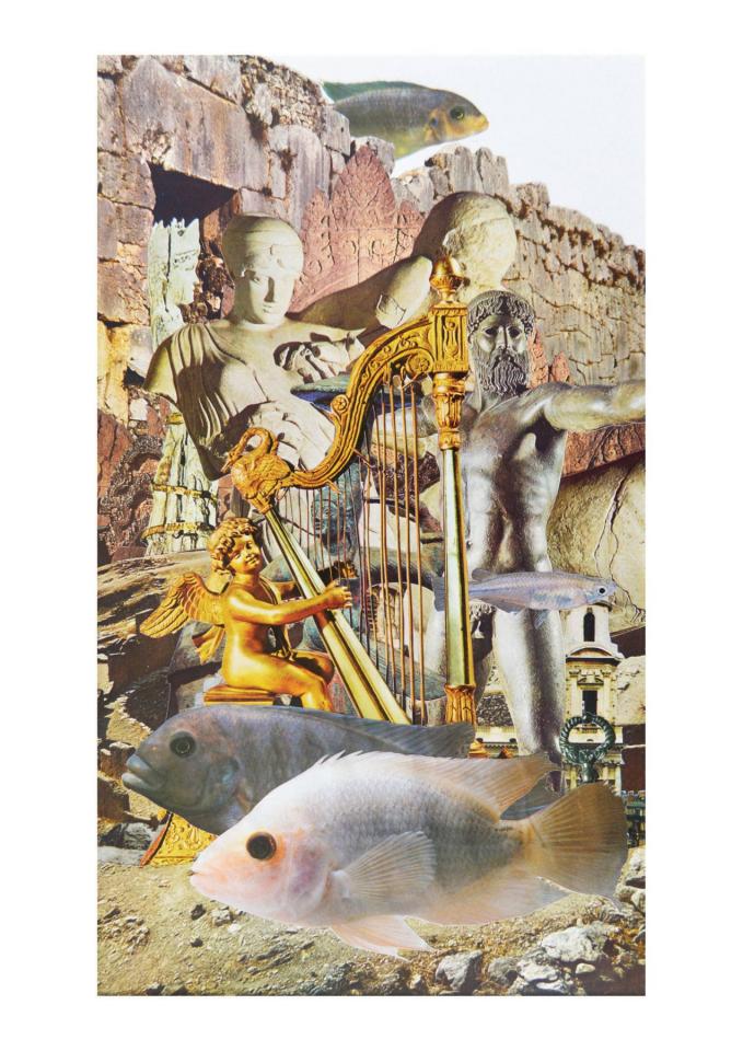 Le Joueur de harpe, 2017. Collage, 37,6 x 21,9 cm. Collection AMART, Paris