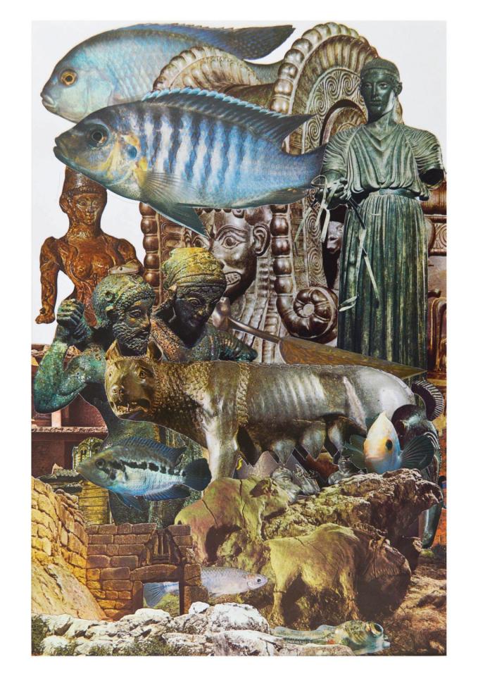 La Louve aux bisons, 2017. Collage, 39,5 x 25,8 cm. Collection particulière