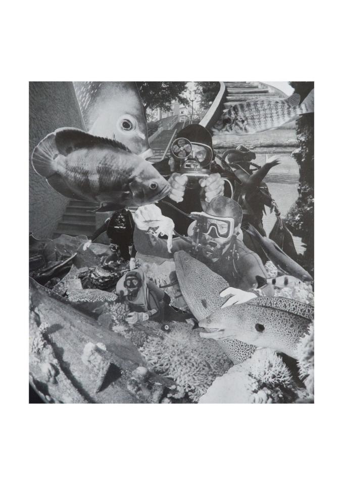 Escaliers aux murènes, 2017. Collage, 27,9 x 24,7 cm