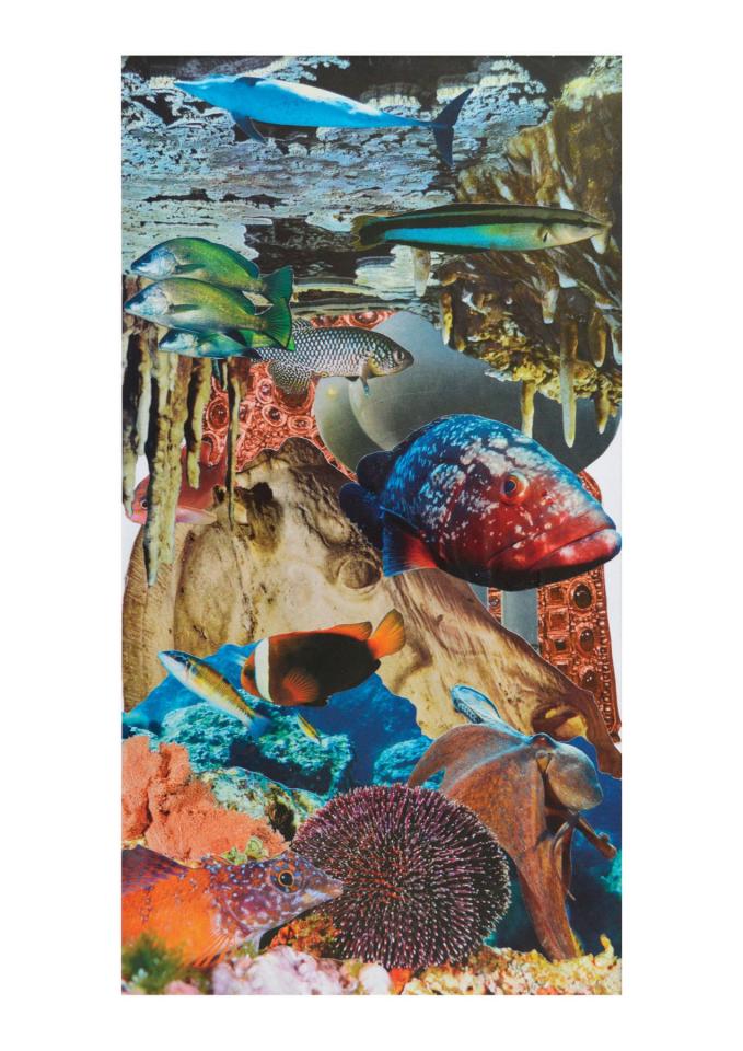 Dans la grotte, 2017. Collage, 37,7 x 20 cm. Collection particulière